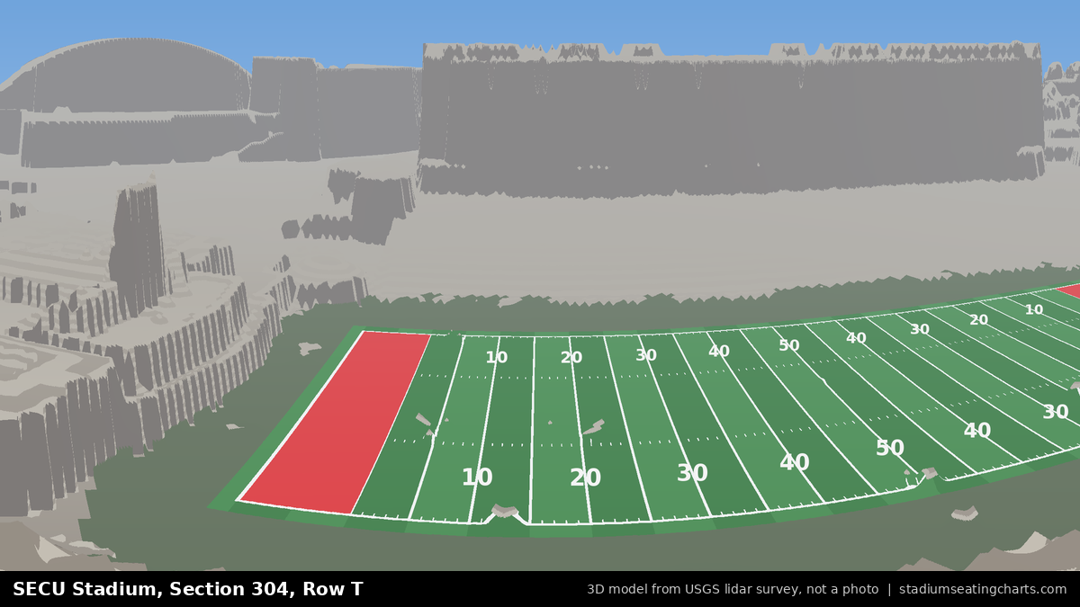 View from SECU Stadium Section 304, Row T, looking toward the field
