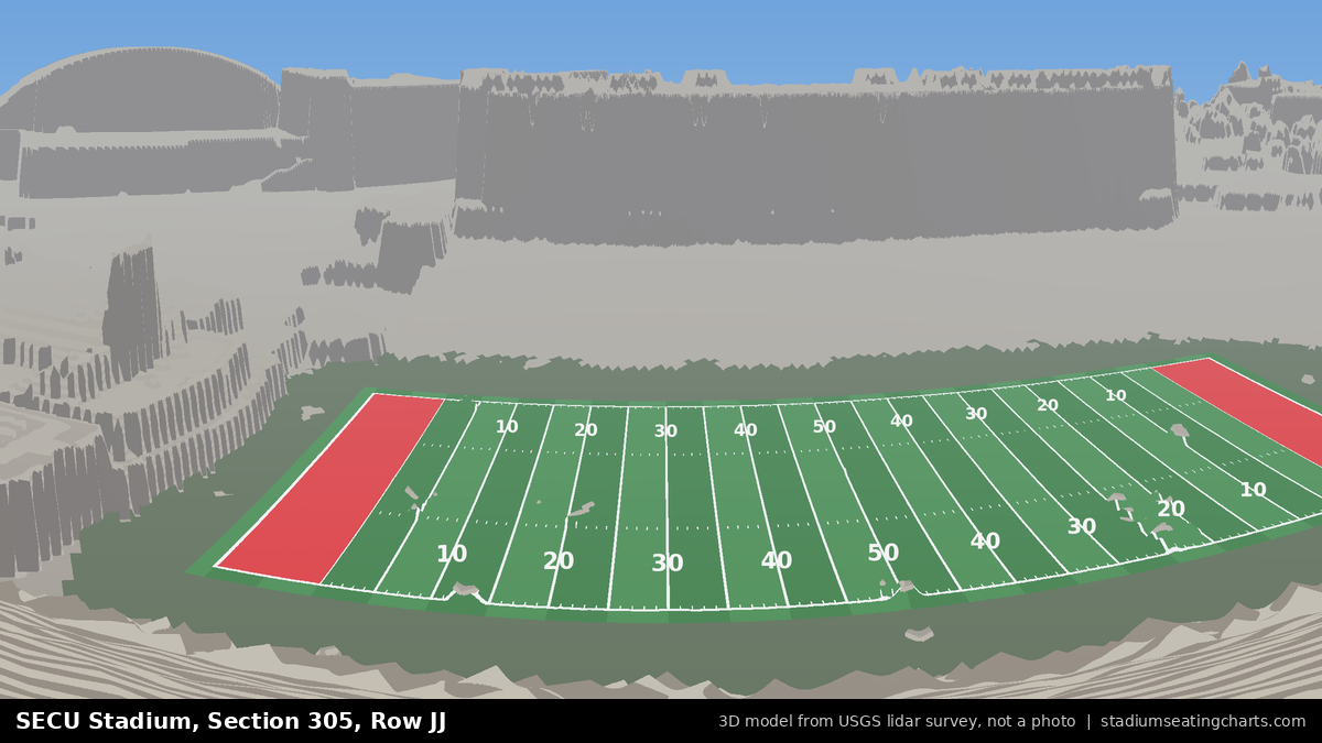 View from SECU Stadium Section 305, Row JJ, looking toward the field