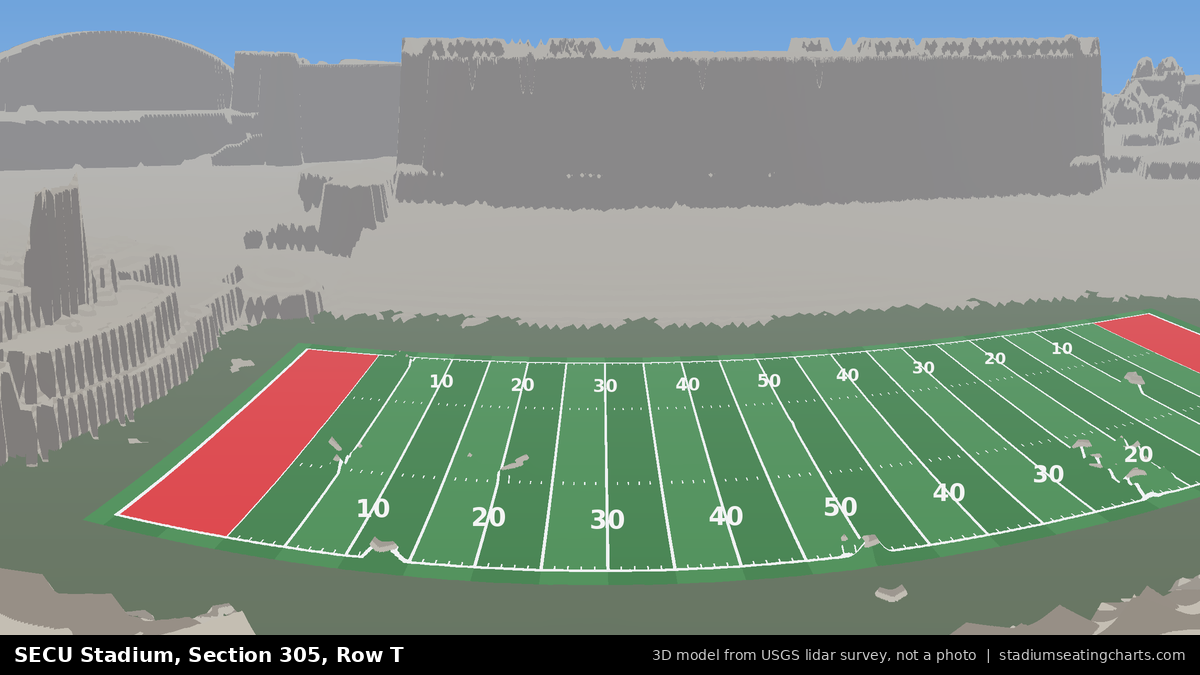View from SECU Stadium Section 305, Row T, looking toward the field