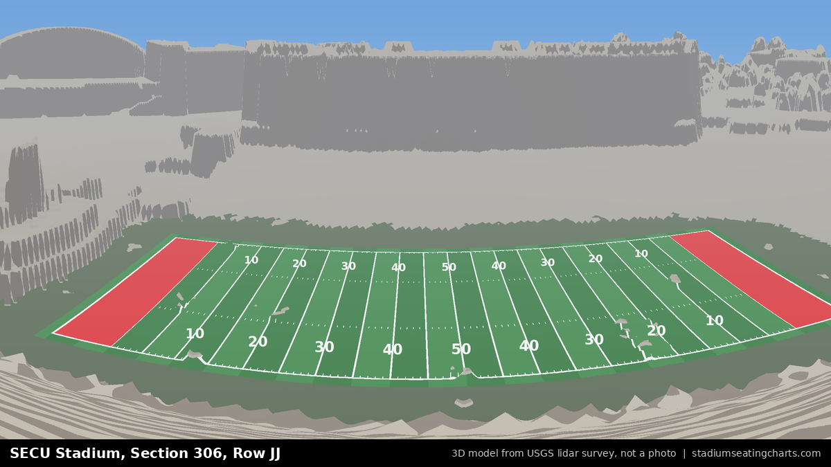 View from SECU Stadium Section 306, Row JJ, looking toward the field