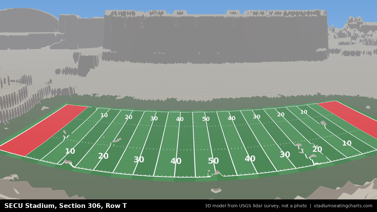 View from SECU Stadium Section 306, Row T, looking toward the field