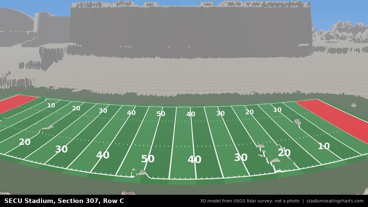View from SECU Stadium Section 307, Row C, looking toward the field
