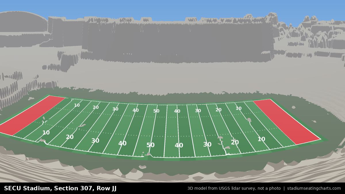 View from SECU Stadium Section 307, Row JJ, looking toward the field