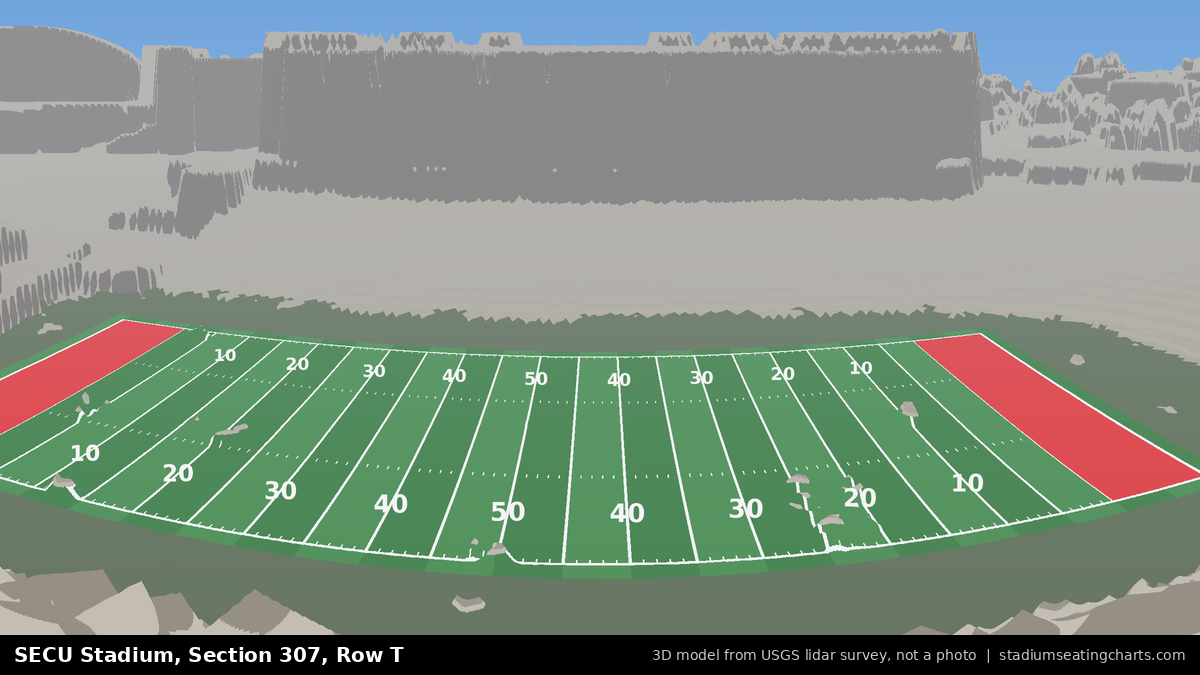 View from SECU Stadium Section 307, Row T, looking toward the field