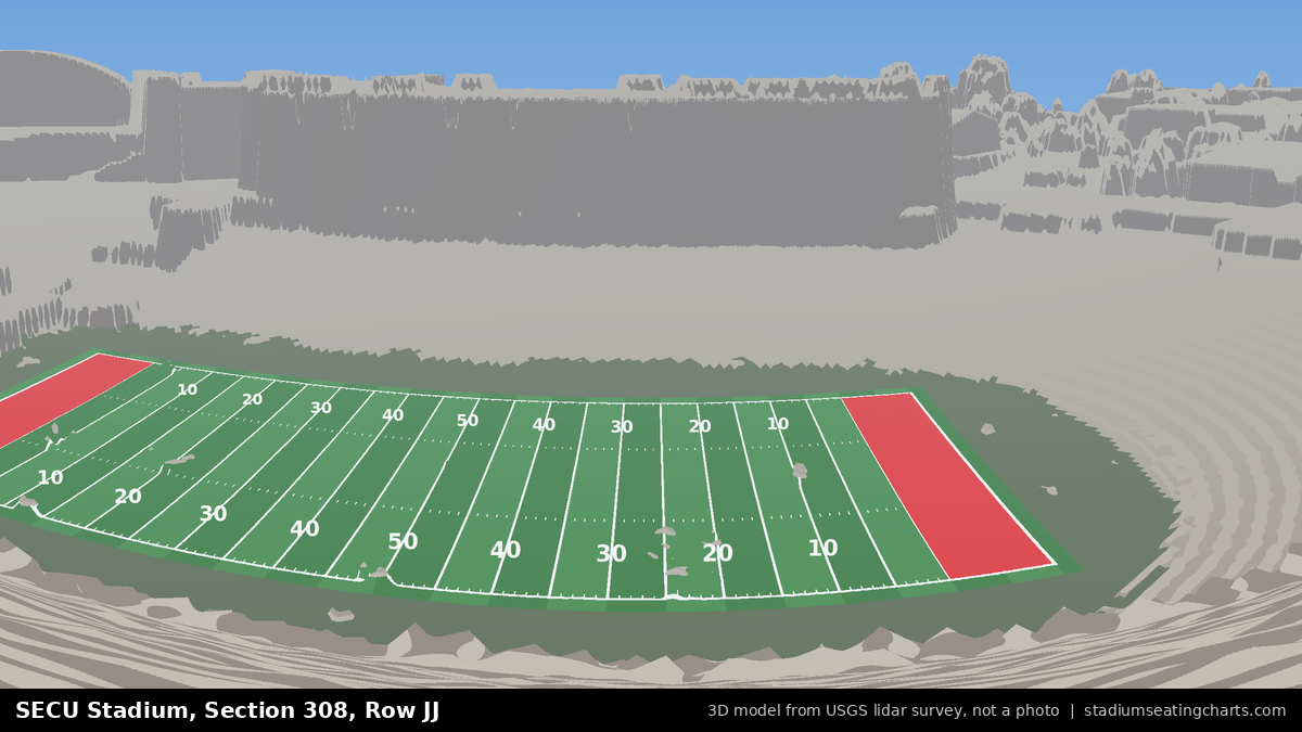 View from SECU Stadium Section 308, Row JJ, looking toward the field