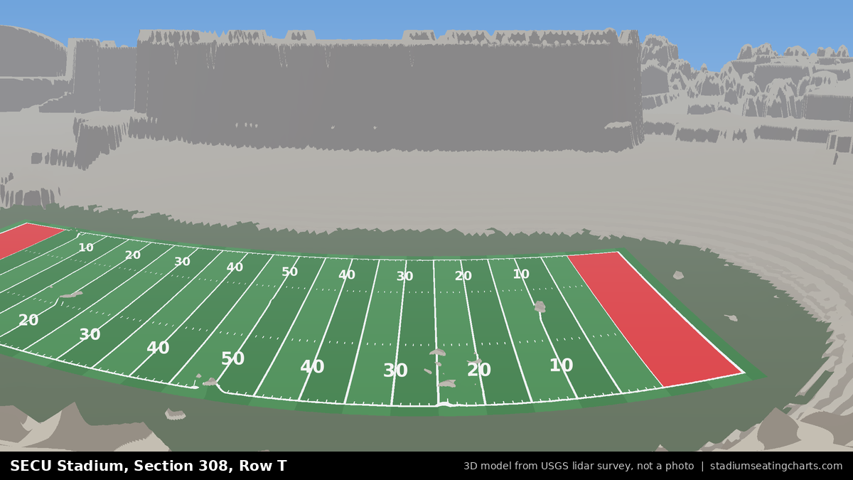 View from SECU Stadium Section 308, Row T, looking toward the field