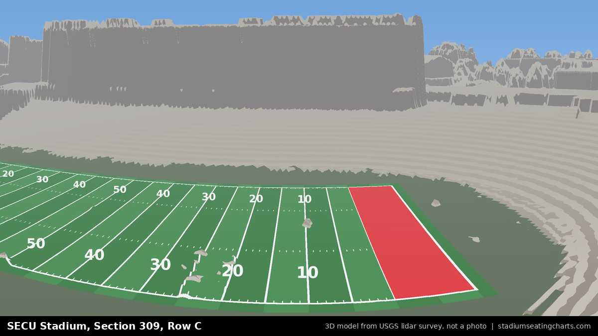 View from SECU Stadium Section 309, Row C, looking toward the field