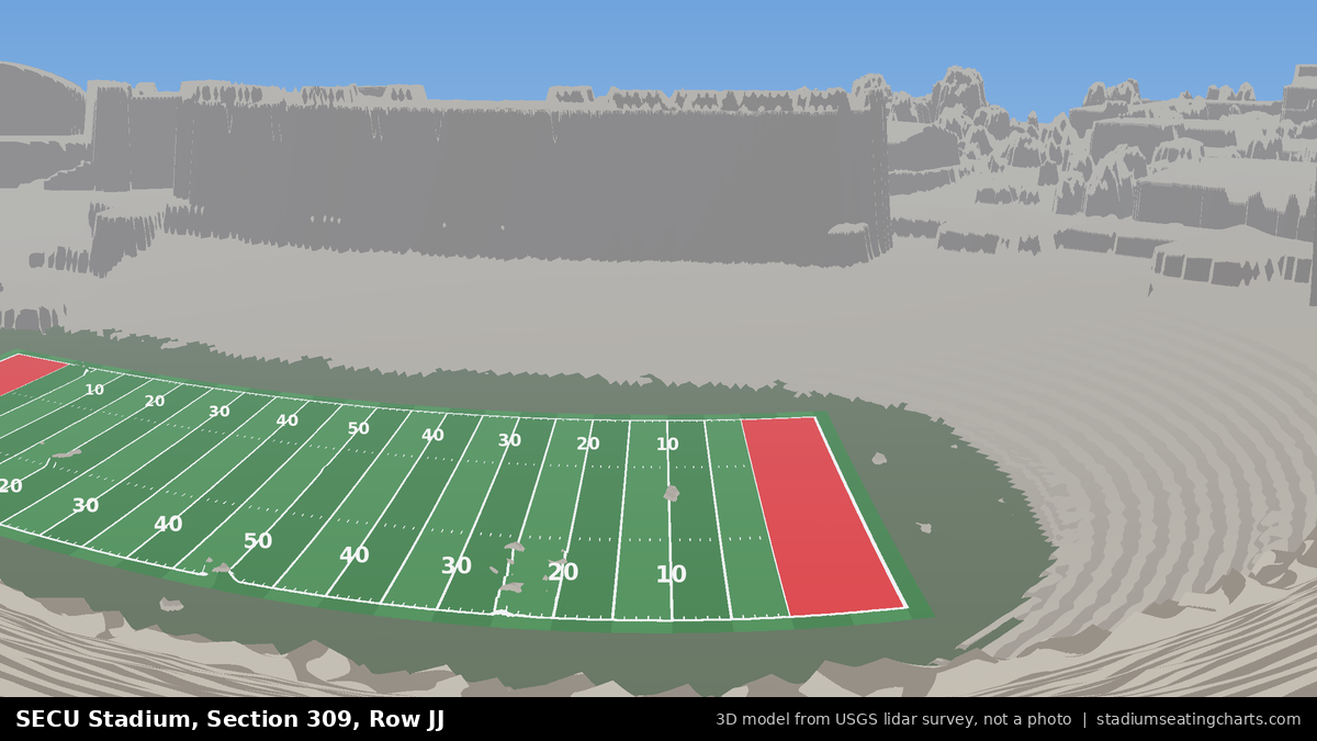 View from SECU Stadium Section 309, Row JJ, looking toward the field