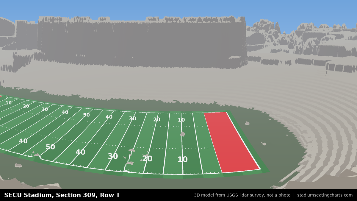 View from SECU Stadium Section 309, Row T, looking toward the field