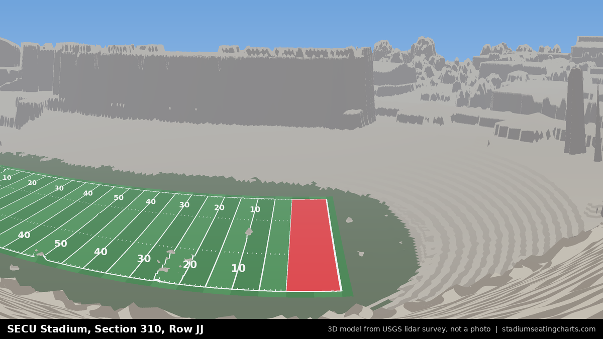 View from SECU Stadium Section 310, Row JJ, looking toward the field