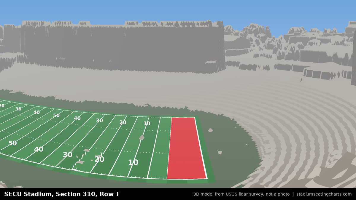 View from SECU Stadium Section 310, Row T, looking toward the field