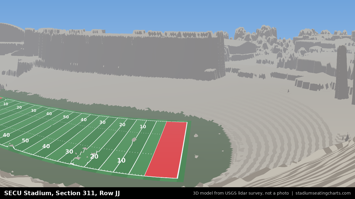 View from SECU Stadium Section 311, Row JJ, looking toward the field