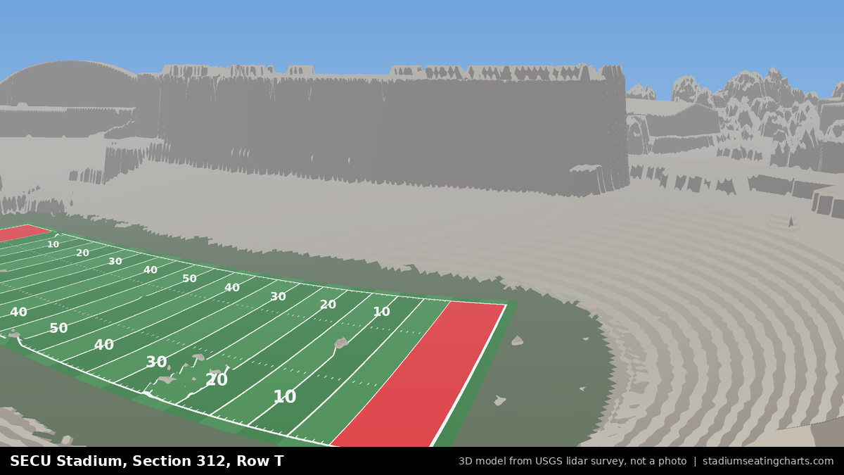 View from SECU Stadium Section 312, Row T, looking toward the field