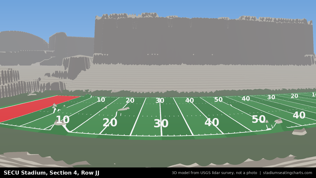 View from SECU Stadium Section 4, Row JJ, looking toward the field