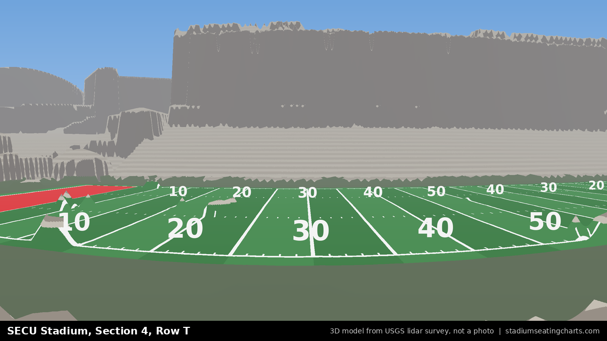 View from SECU Stadium Section 4, Row T, looking toward the field