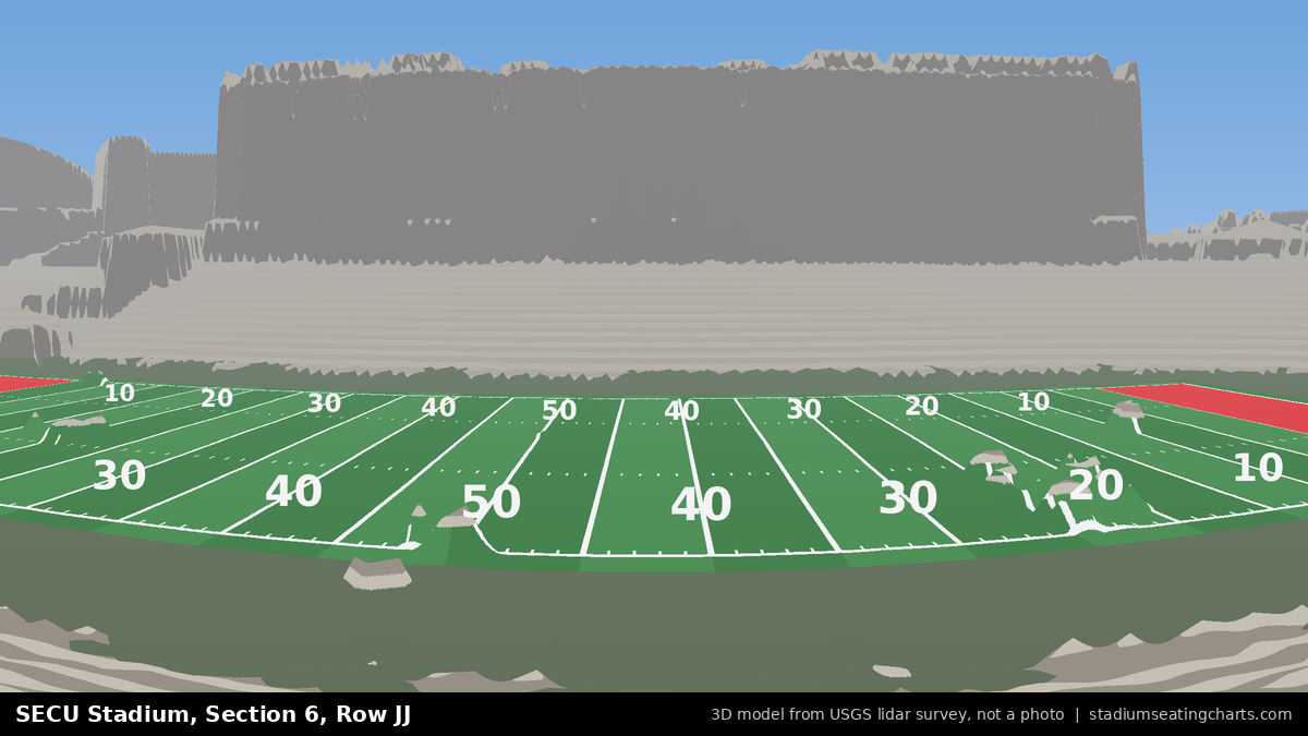 View from SECU Stadium Section 6, Row JJ, looking toward the field