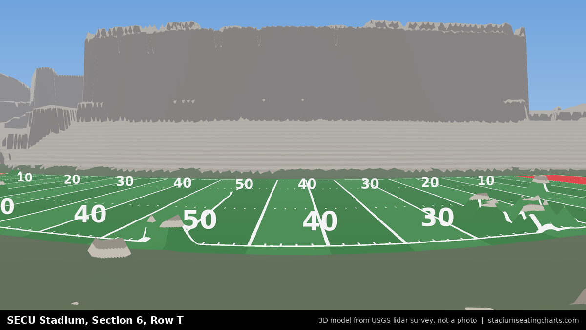 View from SECU Stadium Section 6, Row T, looking toward the field