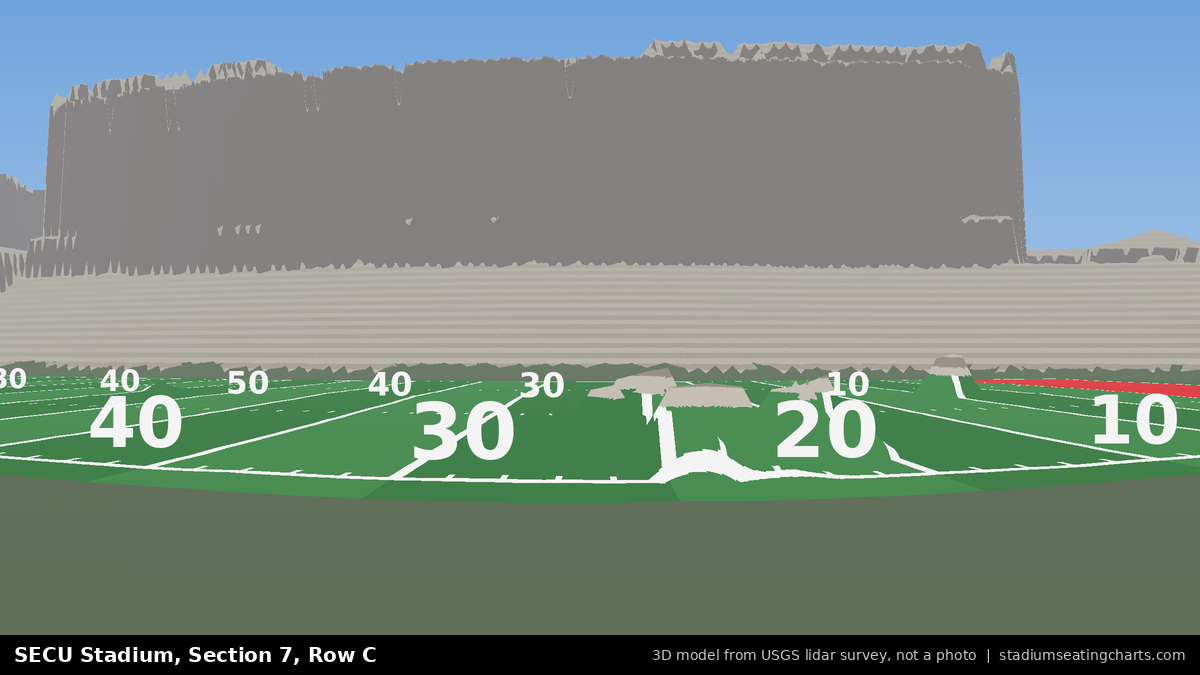 View from SECU Stadium Section 7, Row C, looking toward the field