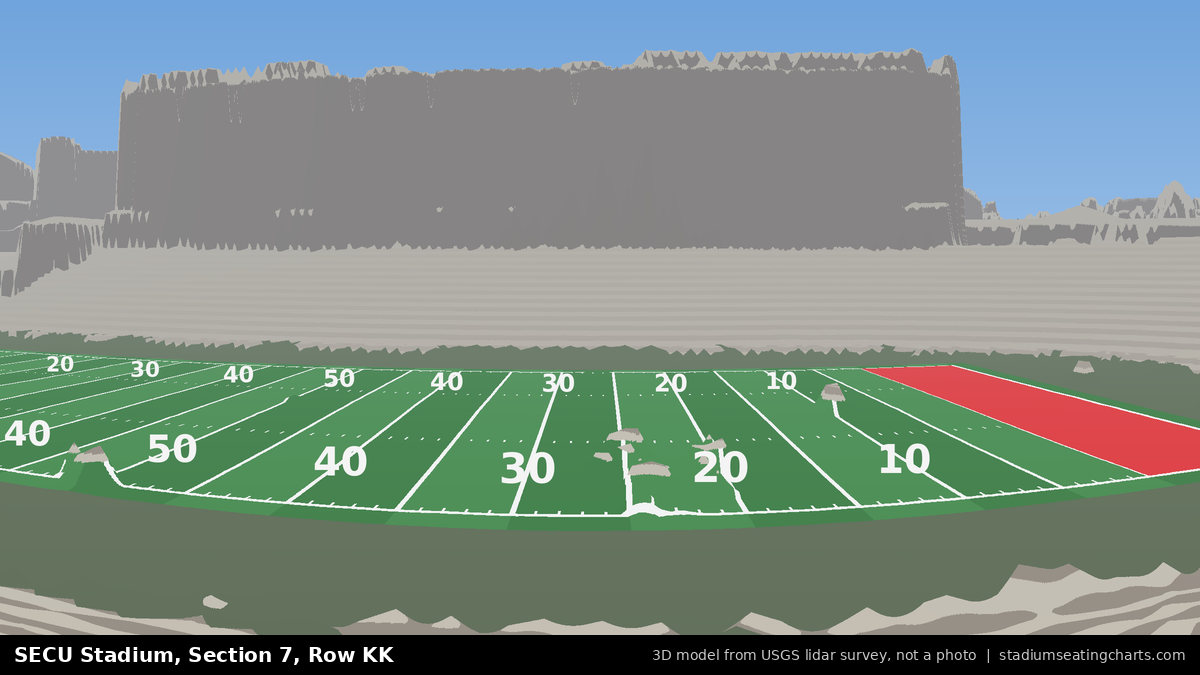 View from SECU Stadium Section 7, Row KK, looking toward the field