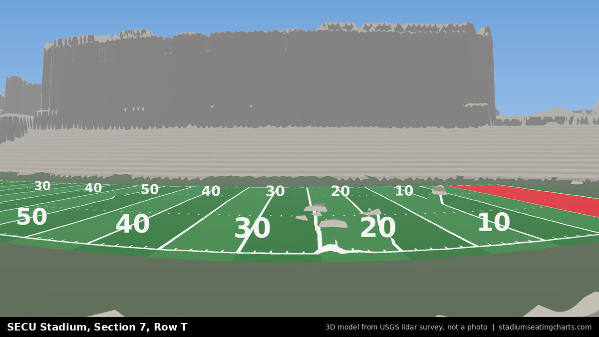 View from SECU Stadium Section 7, Row T, looking toward the field