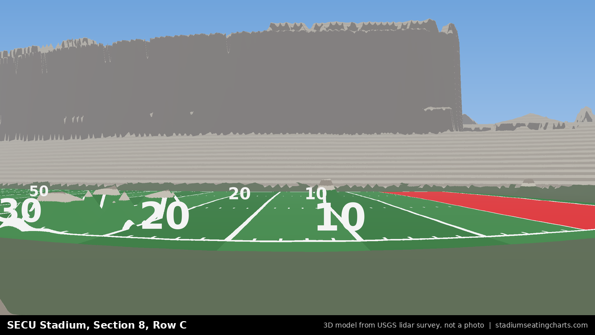 View from SECU Stadium Section 8, Row C, looking toward the field