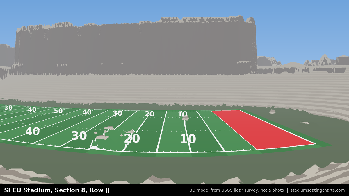 View from SECU Stadium Section 8, Row JJ, looking toward the field
