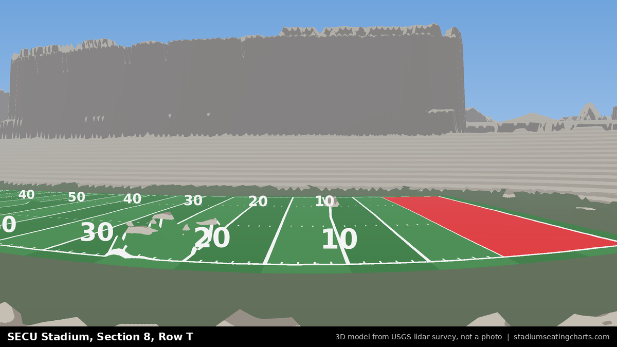 View from SECU Stadium Section 8, Row T, looking toward the field