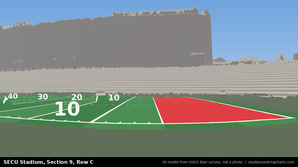View from SECU Stadium Section 9, Row C, looking toward the field