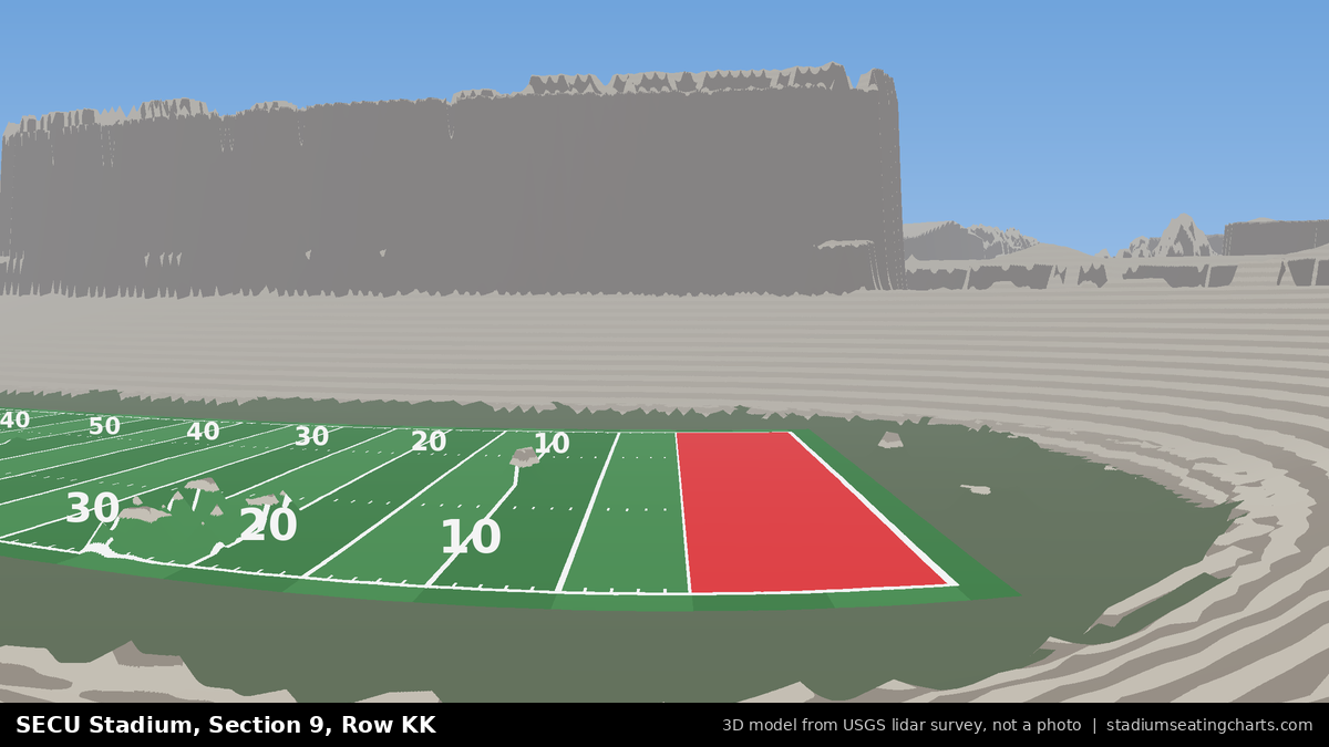 View from SECU Stadium Section 9, Row KK, looking toward the field