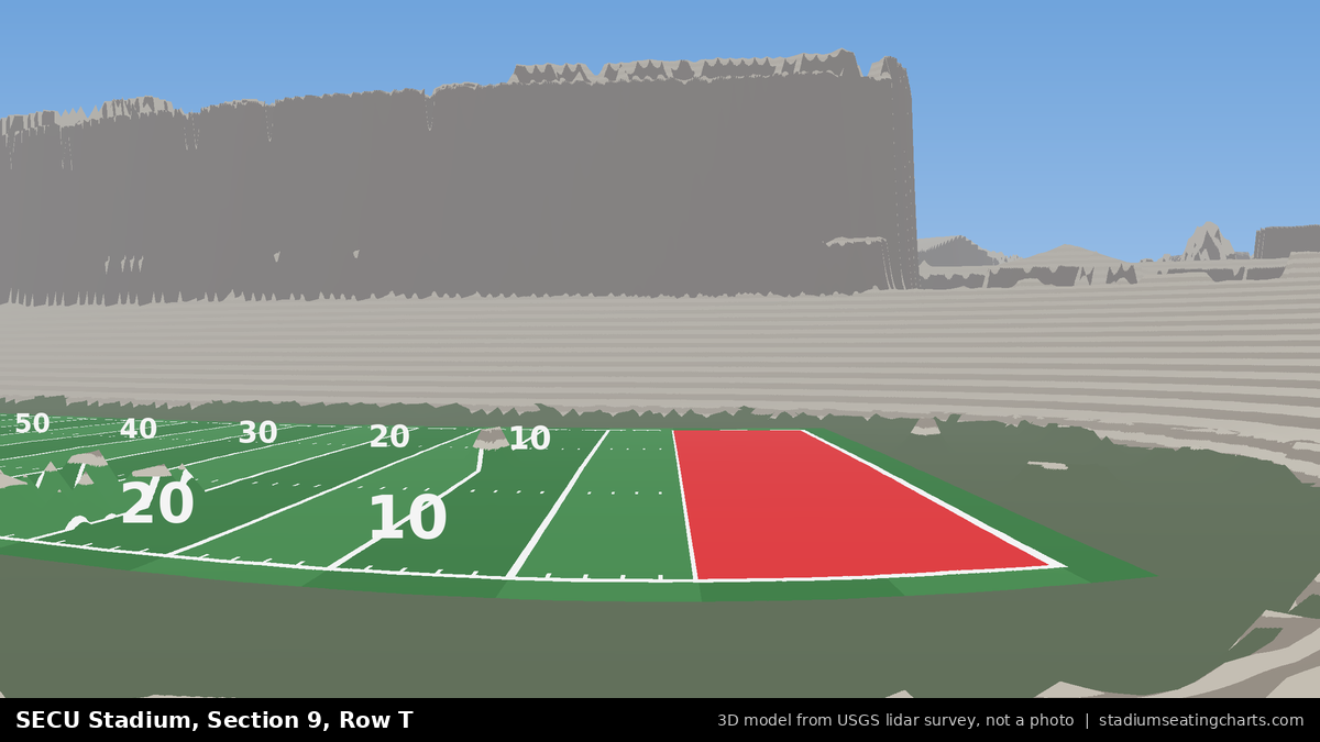 View from SECU Stadium Section 9, Row T, looking toward the field