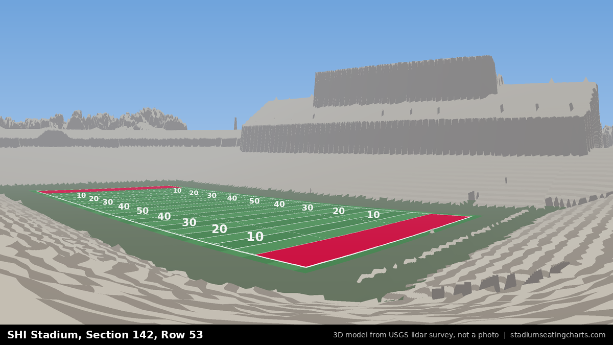 View from SHI Stadium Section 142, Row 53, looking toward the field