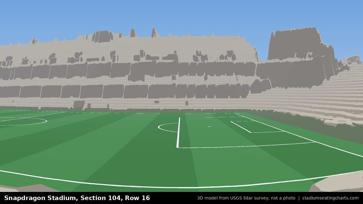 View from Snapdragon Stadium Section 104, Row 16, looking toward the pitch