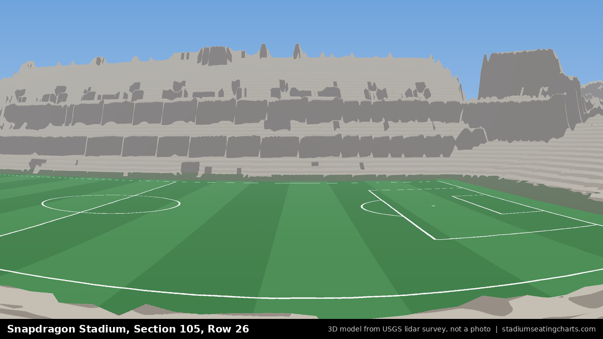 View from Snapdragon Stadium Section 105, Row 26, looking toward the pitch