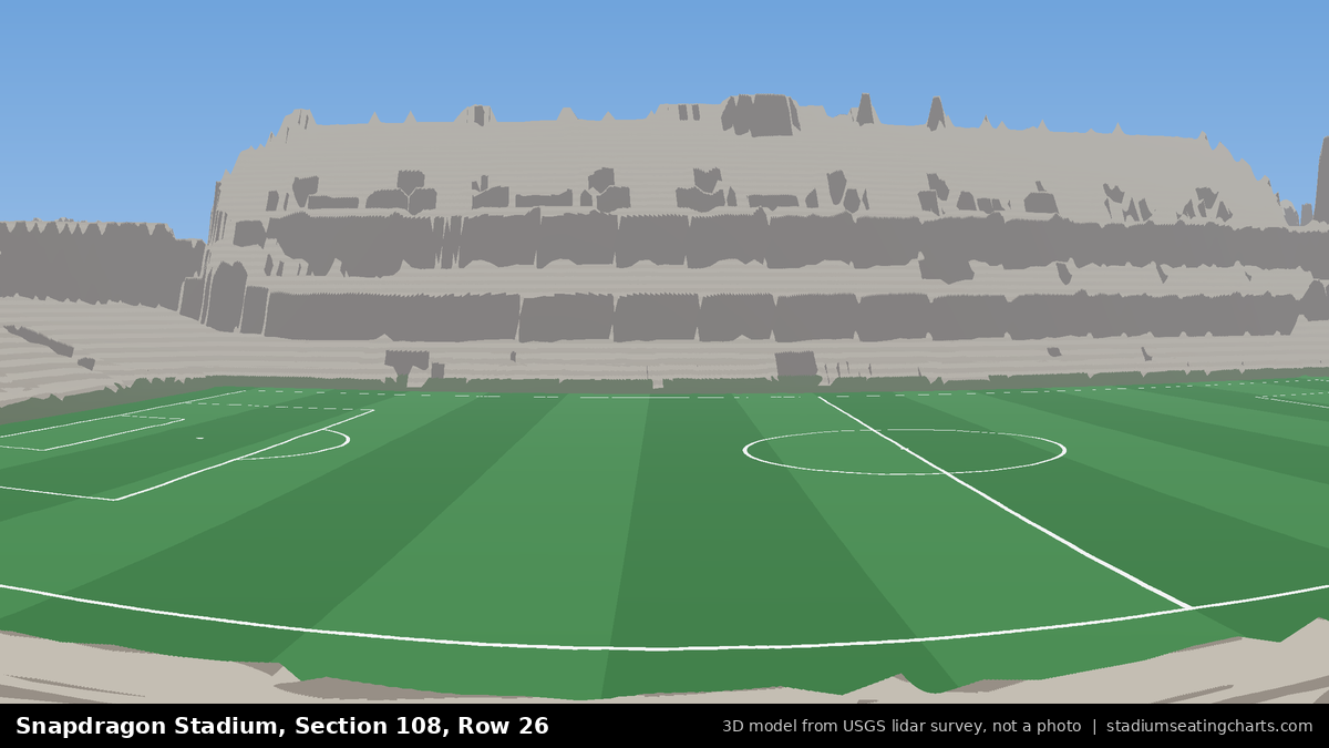 View from Snapdragon Stadium Section 108, Row 26, looking toward the pitch