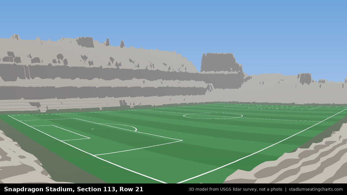 View from Snapdragon Stadium Section 113, Row 21, looking toward the pitch