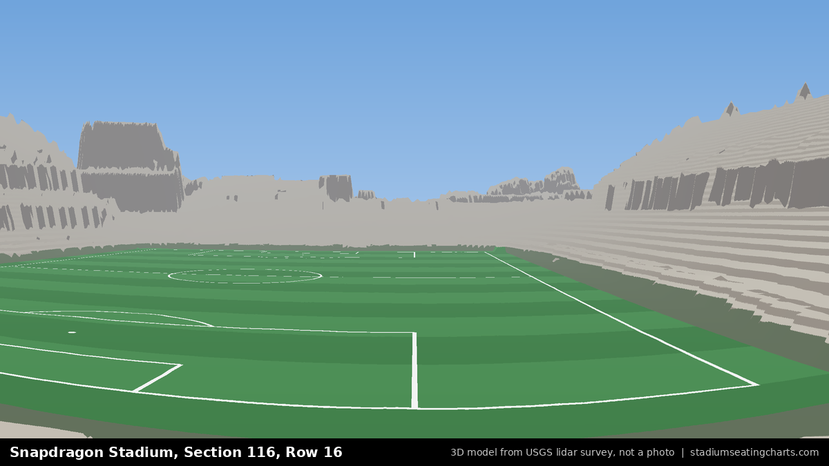 View from Snapdragon Stadium Section 116, Row 16, looking toward the pitch