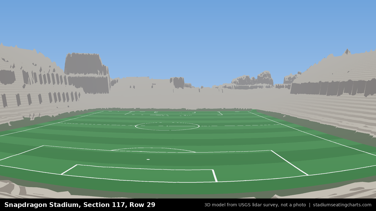 View from Snapdragon Stadium Section 117, Row 29, looking toward the pitch
