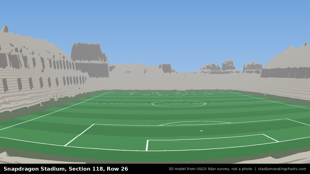 View from Snapdragon Stadium Section 118, Row 26, looking toward the pitch