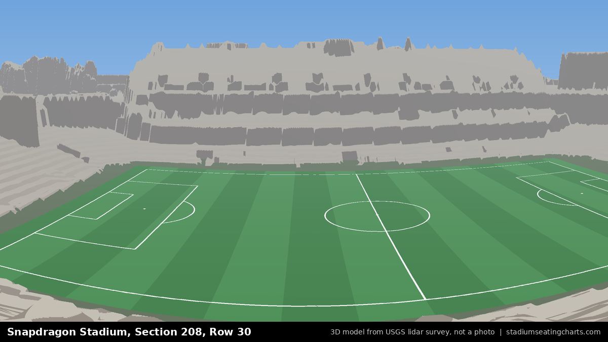 View from Snapdragon Stadium Section 208, Row 30, looking toward the pitch