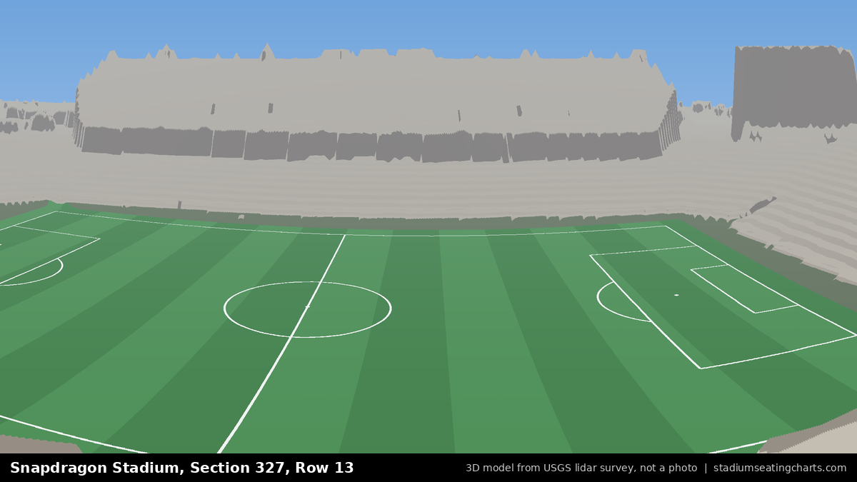 View from Snapdragon Stadium Section 327, Row 13, looking toward the pitch