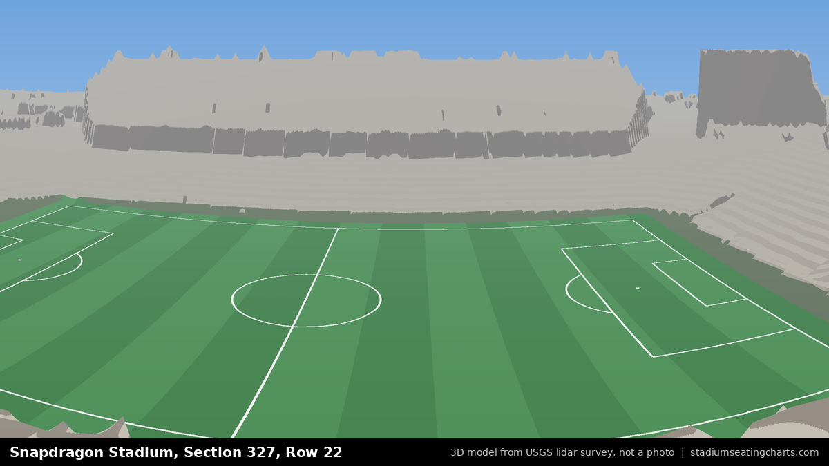 View from Snapdragon Stadium Section 327, Row 22, looking toward the pitch