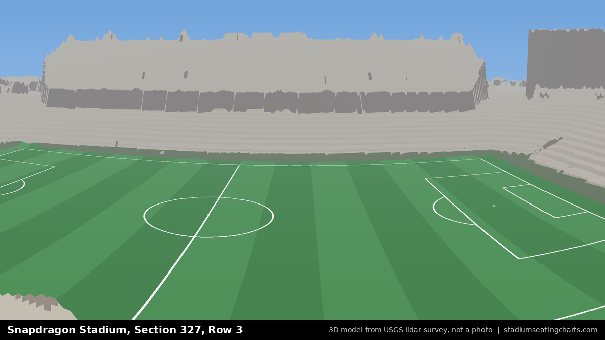 View from Snapdragon Stadium Section 327, Row 3, looking toward the pitch