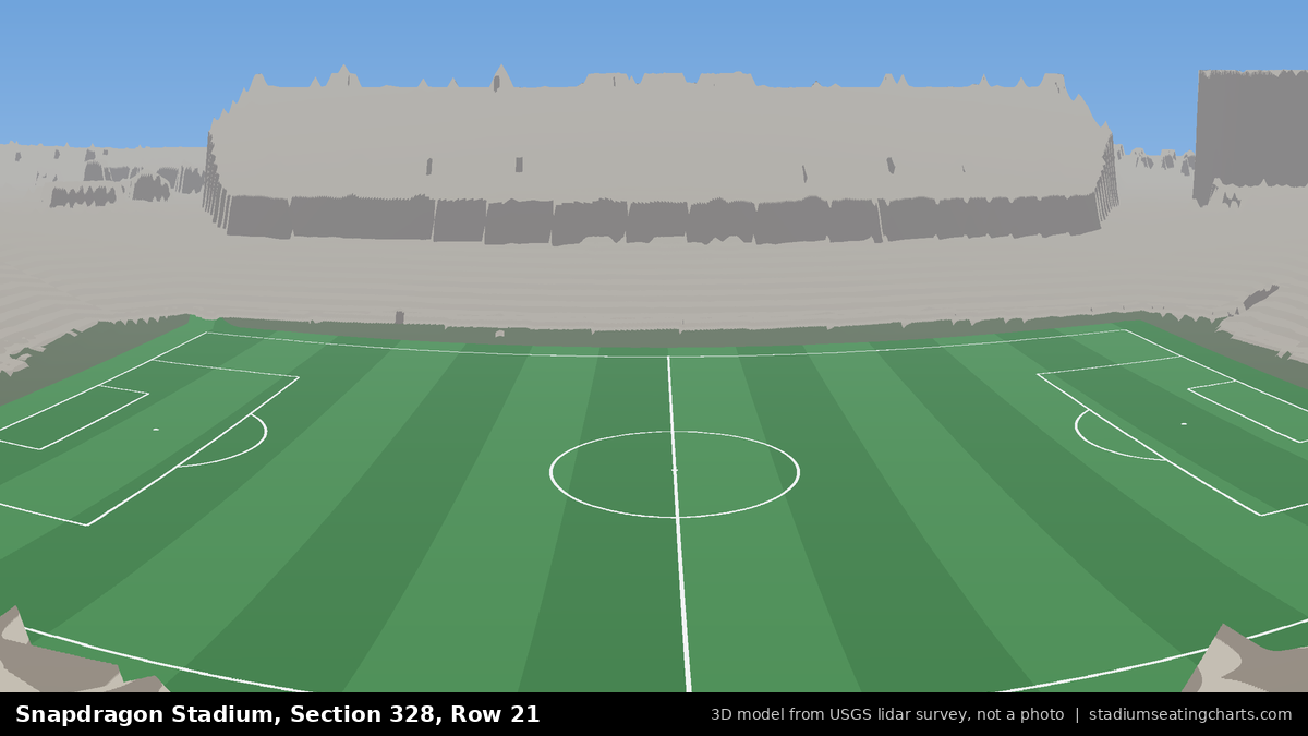 View from Snapdragon Stadium Section 328, Row 21, looking toward the pitch