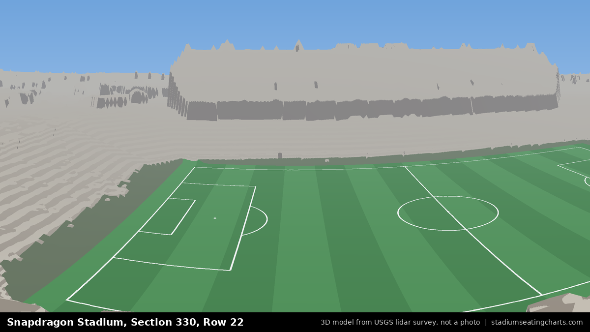 View from Snapdragon Stadium Section 330, Row 22, looking toward the pitch