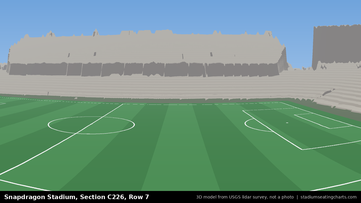 View from Snapdragon Stadium Section C226, Row 7, looking toward the pitch