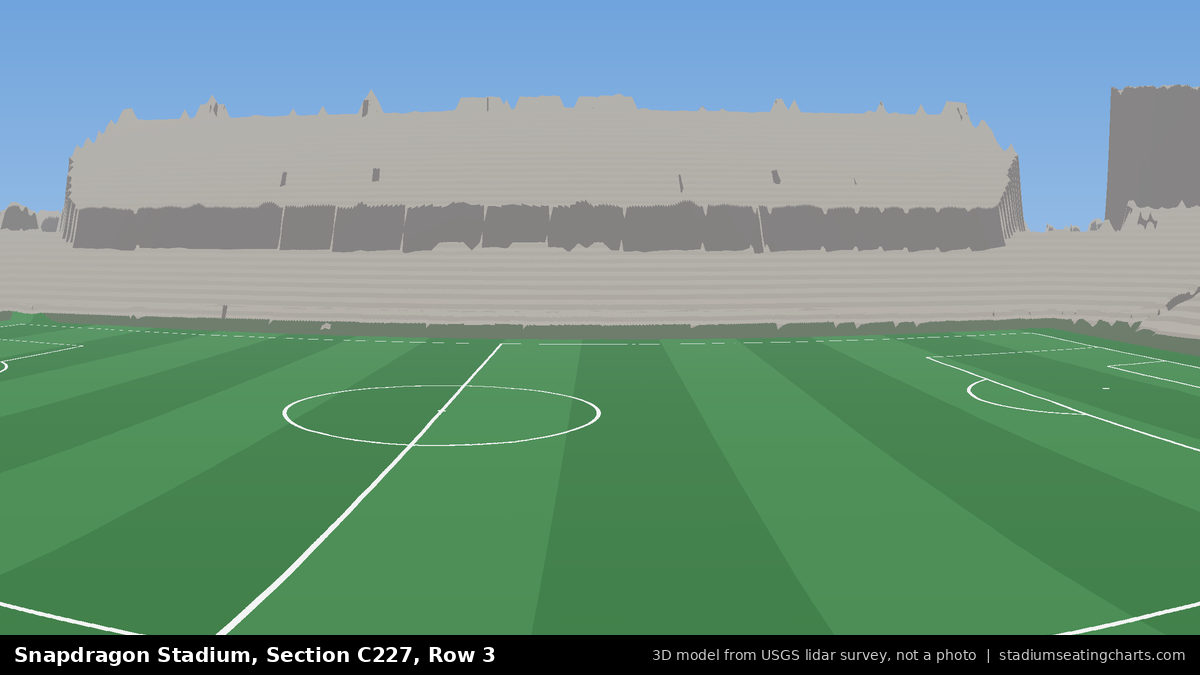 View from Snapdragon Stadium Section C227, Row 3, looking toward the pitch