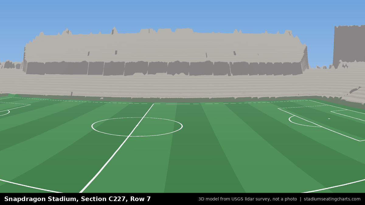 View from Snapdragon Stadium Section C227, Row 7, looking toward the pitch