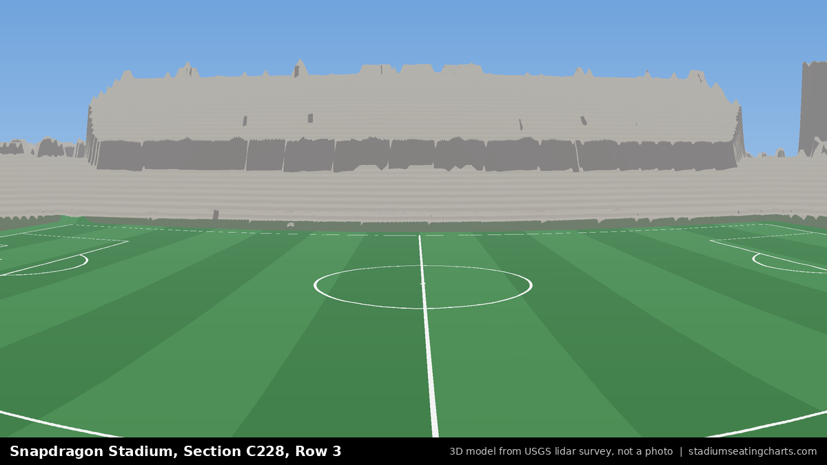 View from Snapdragon Stadium Section C228, Row 3, looking toward the pitch