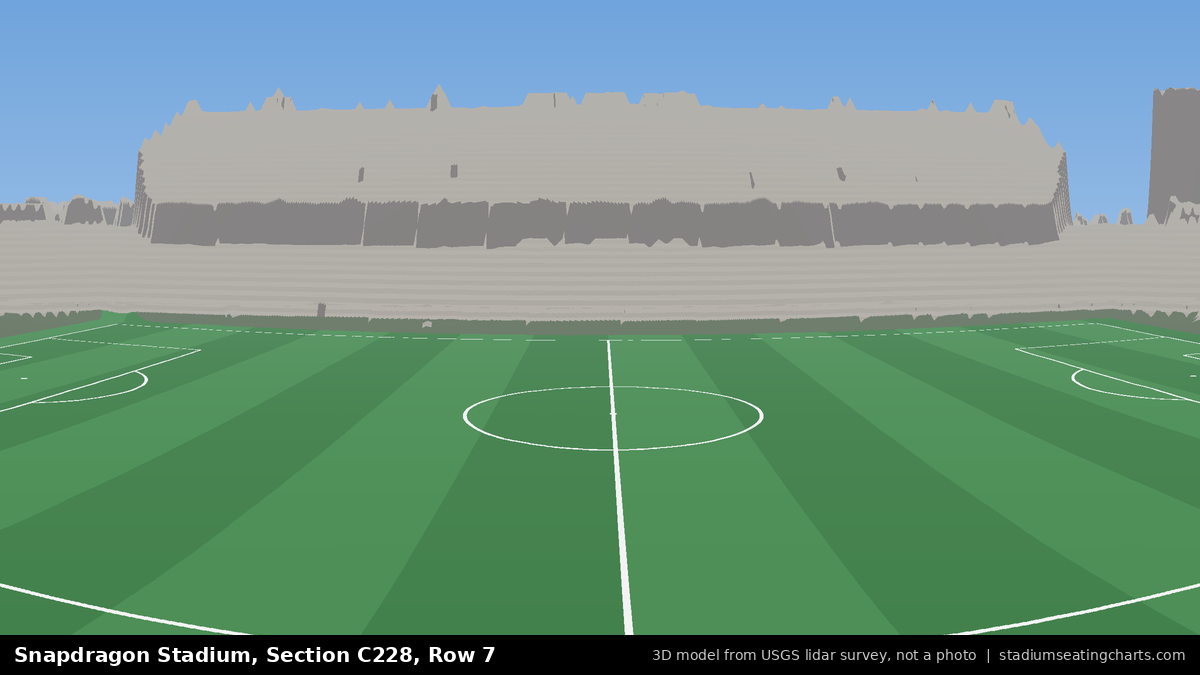 View from Snapdragon Stadium Section C228, Row 7, looking toward the pitch