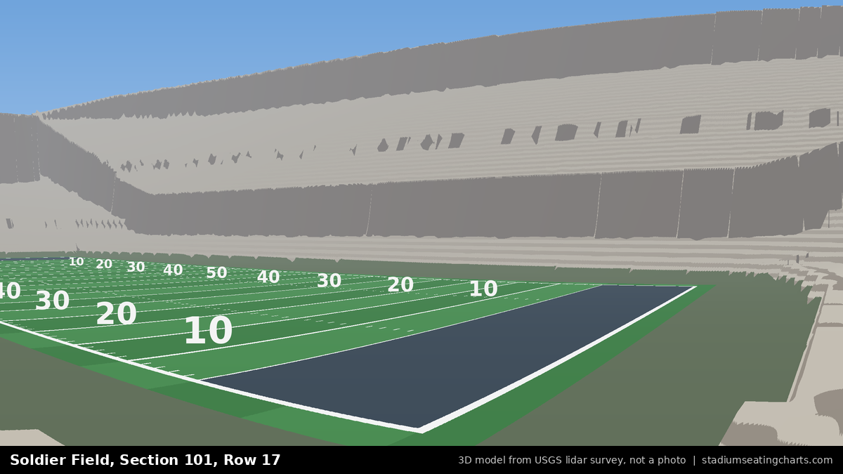 View from Soldier Field Section 101, Row 17, looking toward the field